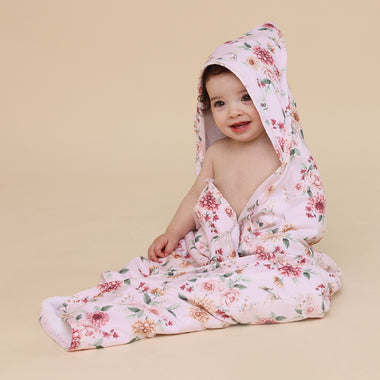 Birds & Blooms Organic Hooded Baby Towel | Snuggle Hunny