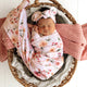 Birds & Blooms Organic Jersey Wrap & Topknot Set - Thumbnail 1