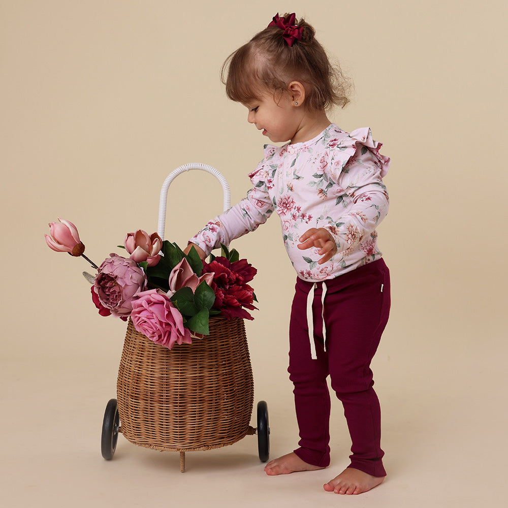 Birds & Blooms Long Sleeve Organic Bodysuit with Frill - View 8
