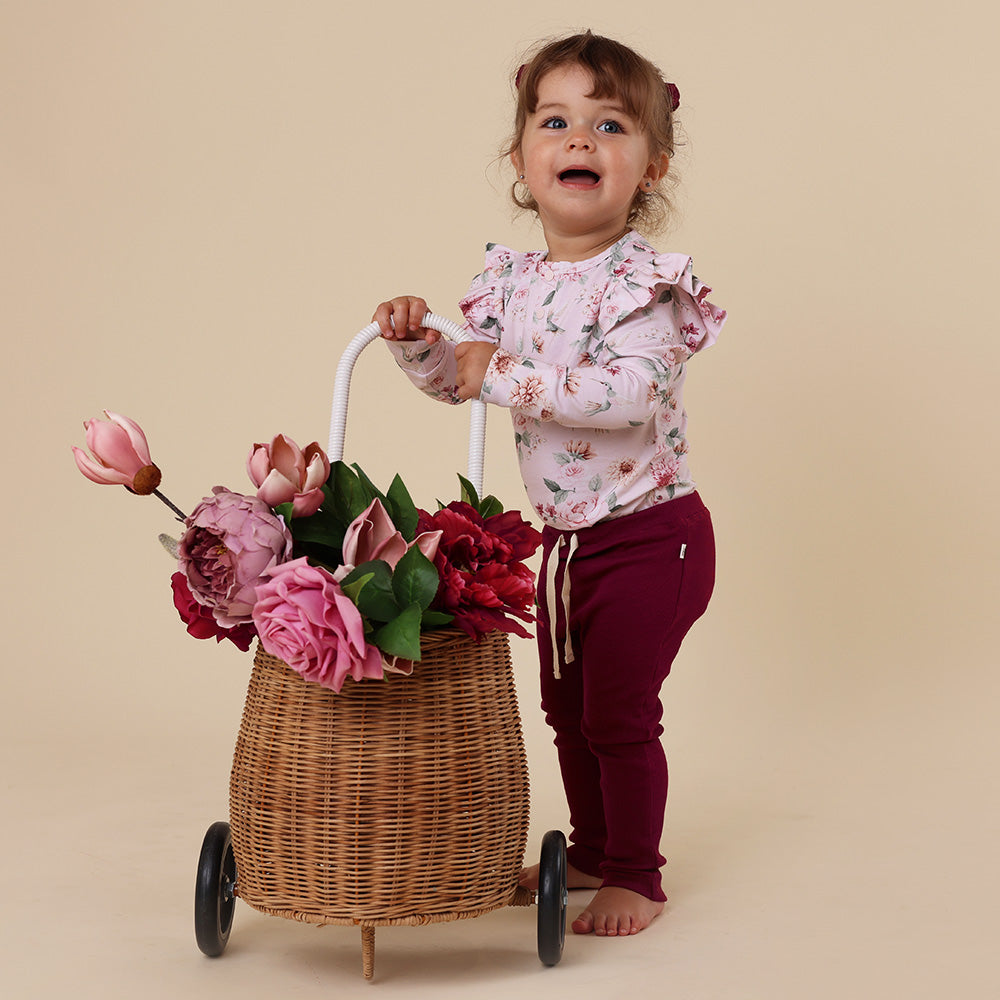 Birds & Blooms Long Sleeve Organic Bodysuit with Frill - View 9