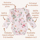 Birds & Blooms Long Sleeve Organic Bodysuit with Frill - Thumbnail 6
