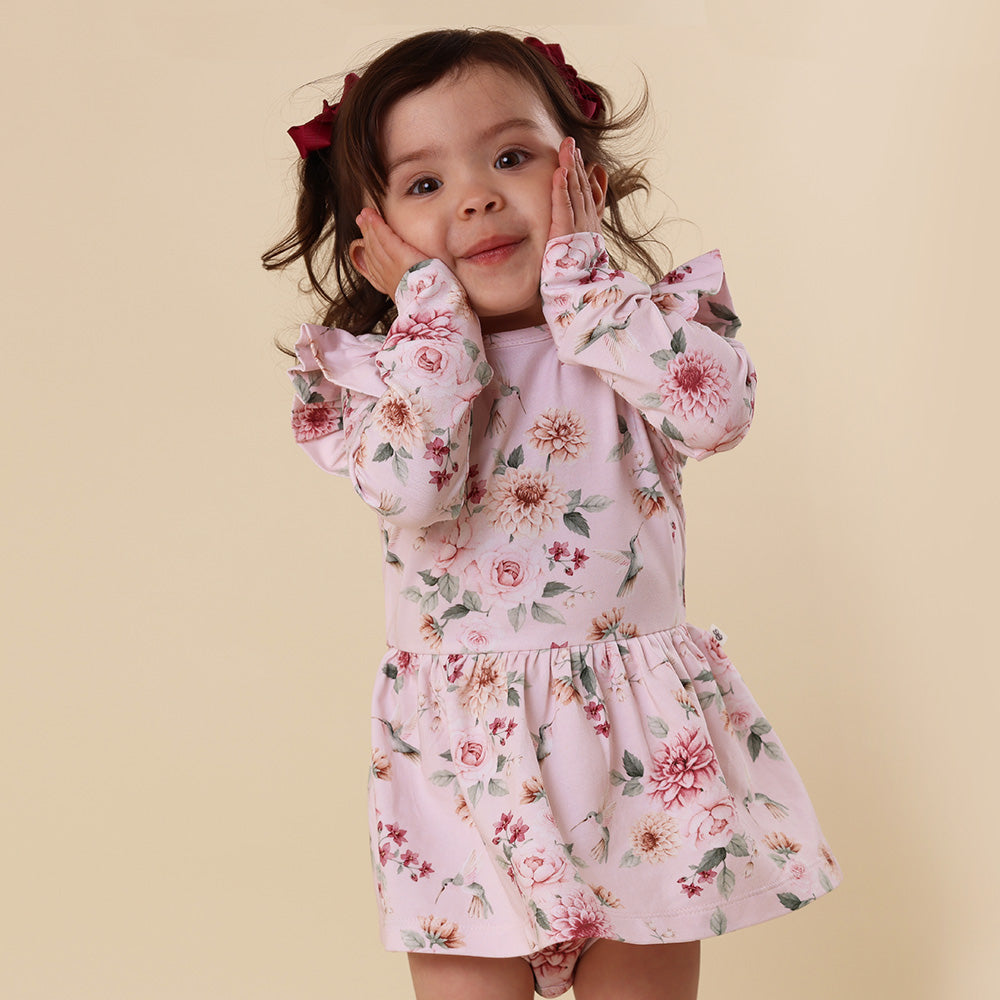 Birds & Blooms Long Sleeve Organic Dress - View 3