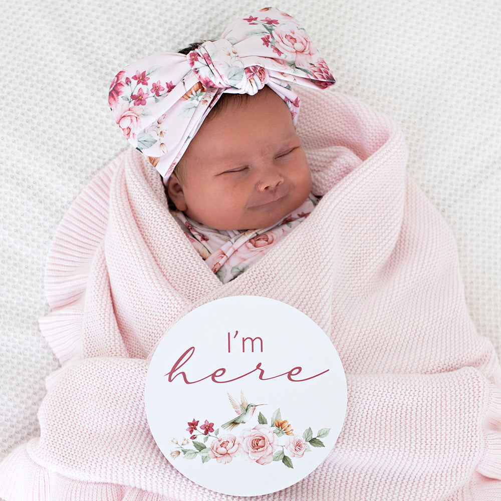 Birds & Blooms & Raspberry Reversible Milestone Cards - View 3