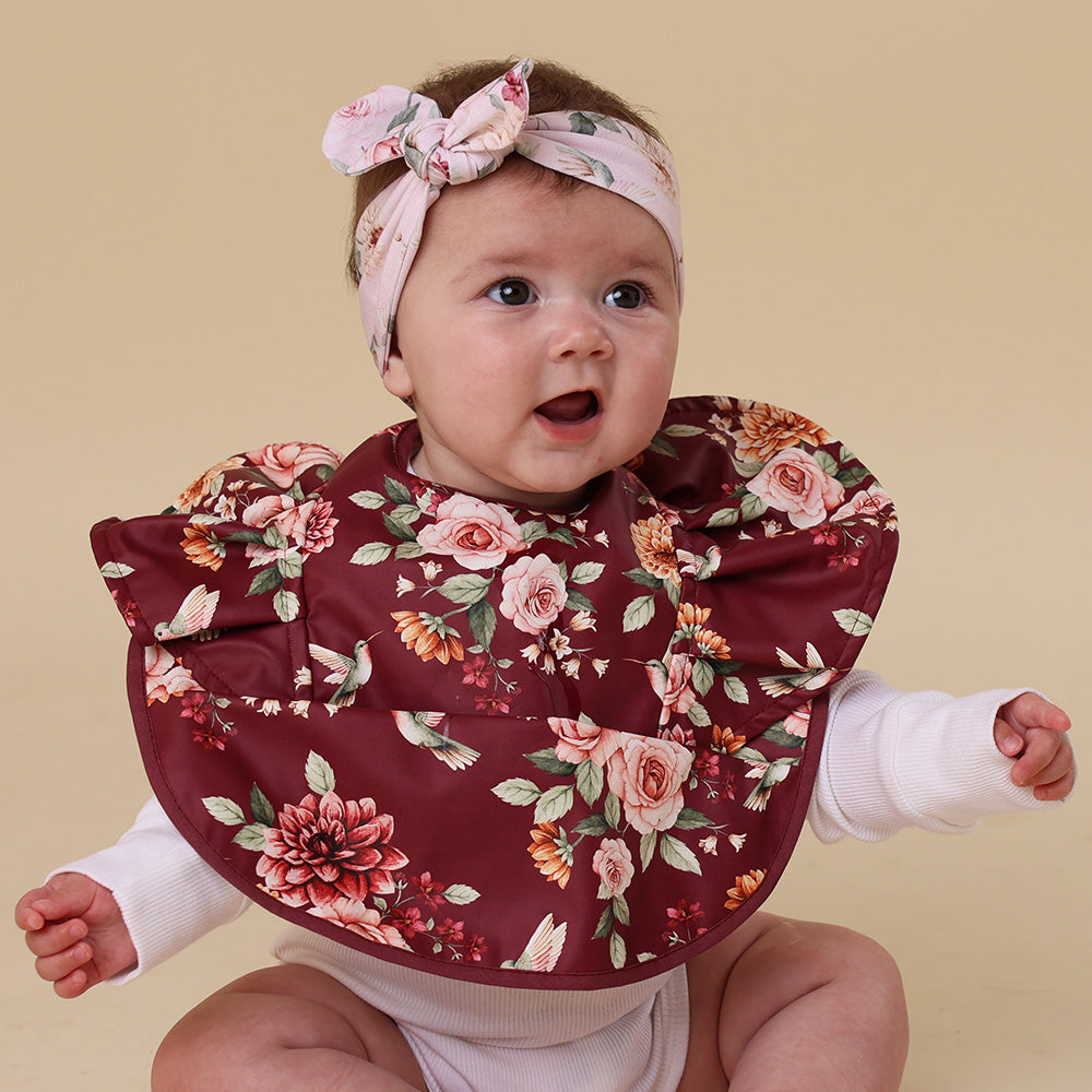 Floral Flutter Frill Snuggle Bib - View 1