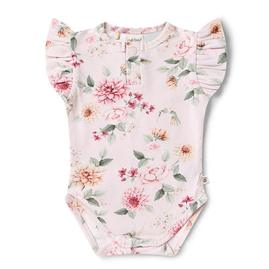 Birds & Blooms Short Sleeve Organic Bodysuit with Frill | Snuggle Hunny