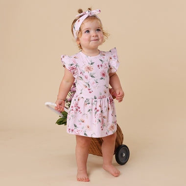 Birds & Blooms Short Sleeve Organic Dress | Snuggle Hunny
