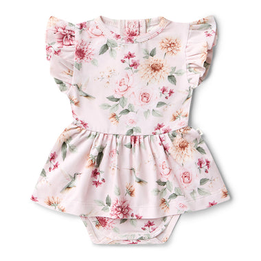Birds & Blooms Short Sleeve Organic Dress | Snuggle Hunny