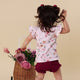 Birds & Blooms Organic Short Sleeve Top with Frill - Thumbnail 3
