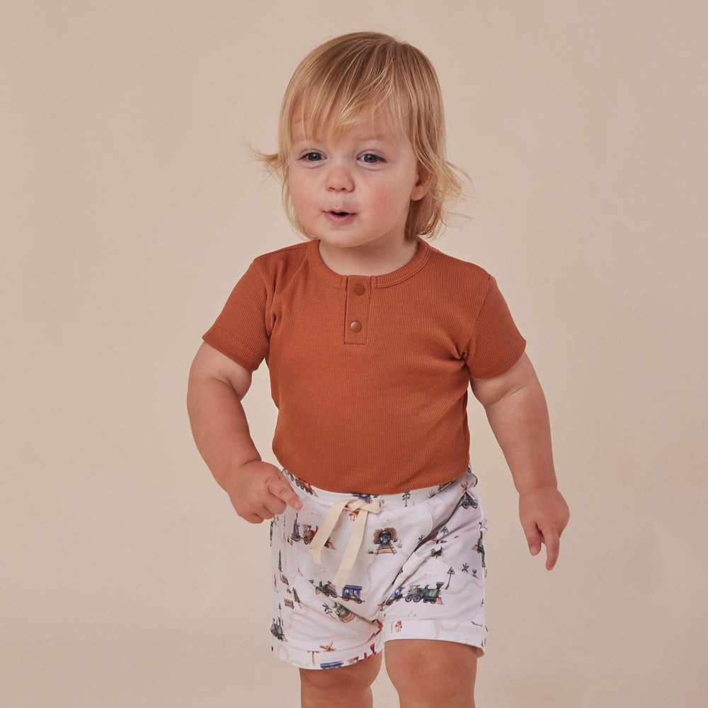 Biscuit Short Sleeve Organic Bodysuit - View 4
