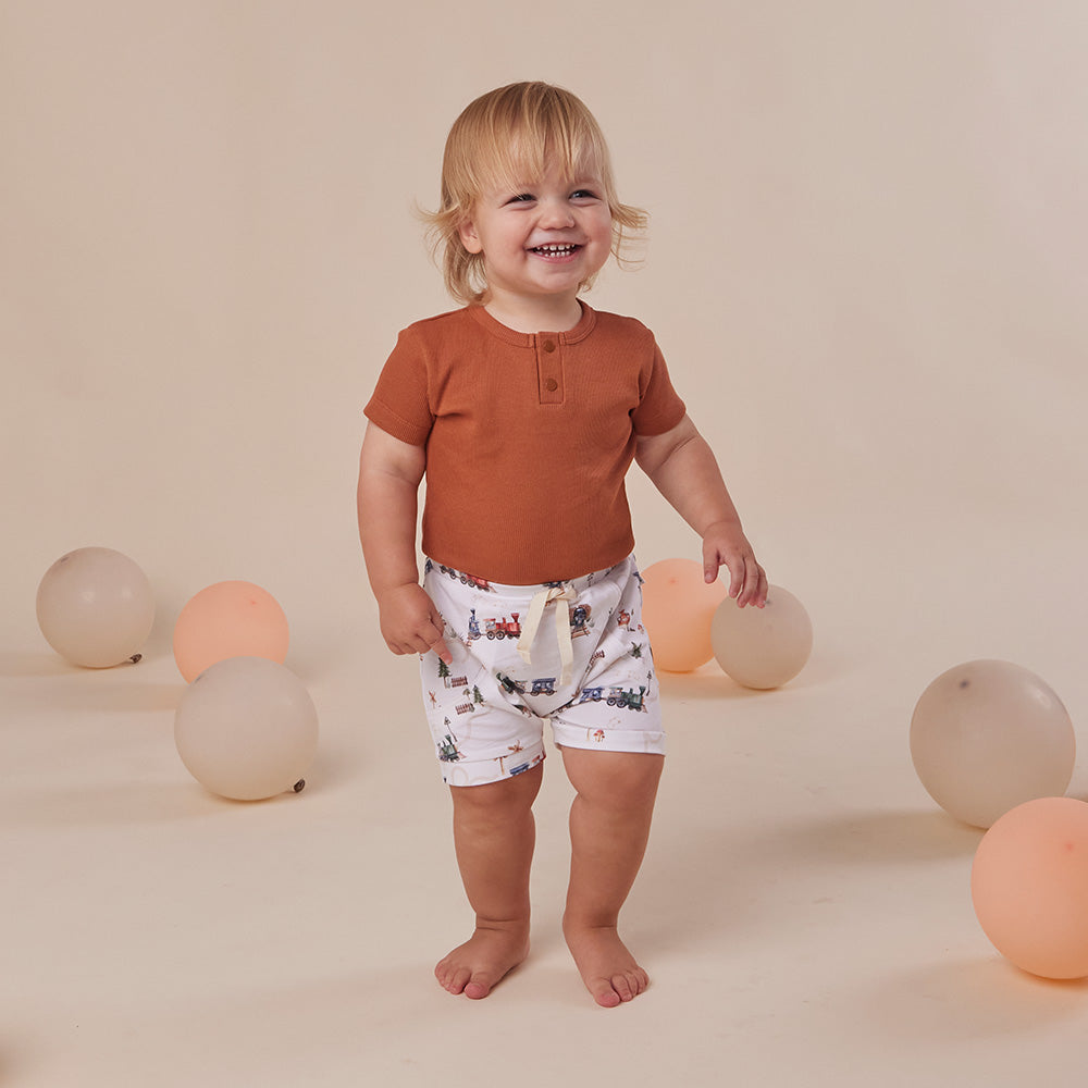 Biscuit Short Sleeve Organic Bodysuit - View 1