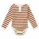 Biscuit Stripe Long Sleeve Organic Bodysuit - Thumbnail 2