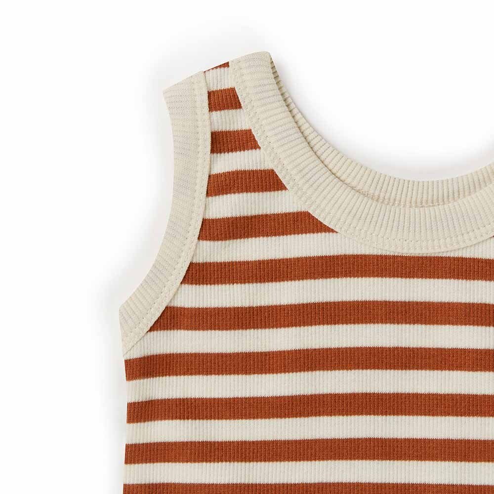 Biscuit Stripe Organic Singlet - View 3