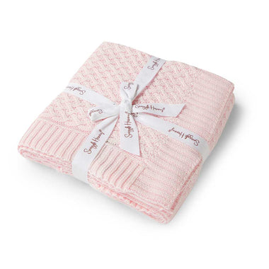 Blankets - Blush Pink Diamond Knit Organic Baby Blanket