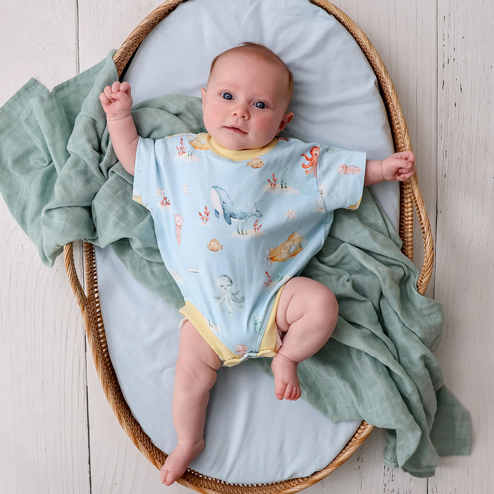 Blue Little Subs Organic Oversized Romper - View 11