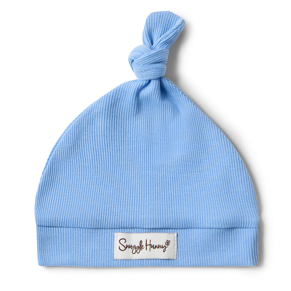 Bluebell Ribbed Organic Knotted Beanie - View 2
