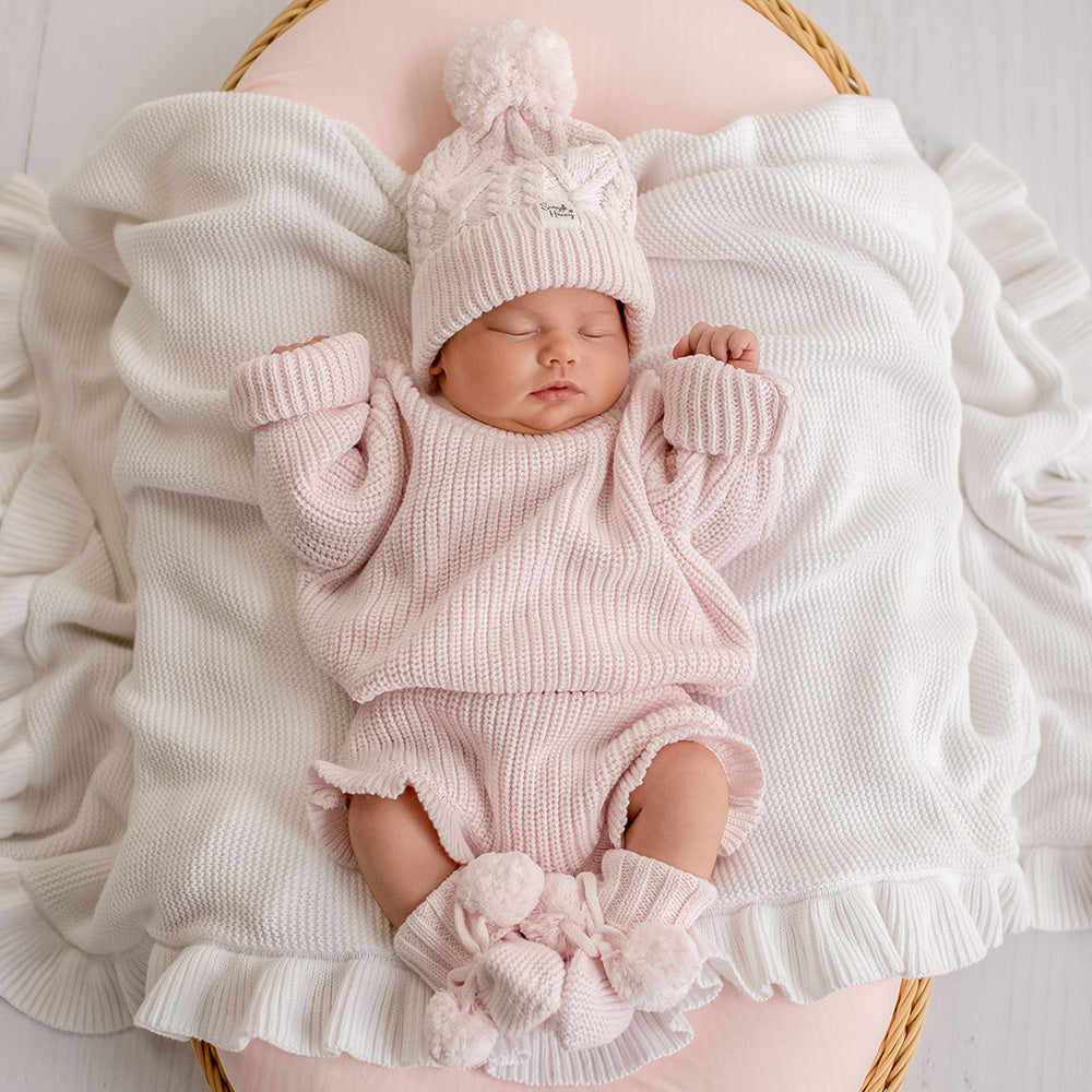 Blush Pink Oversized Cotton Knit Jumper - View 12