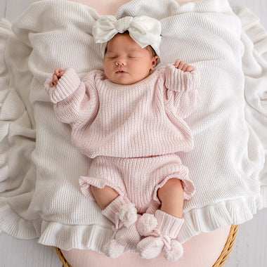 Blush Pink Oversized Cotton Knit Jumper | Snuggle Hunny