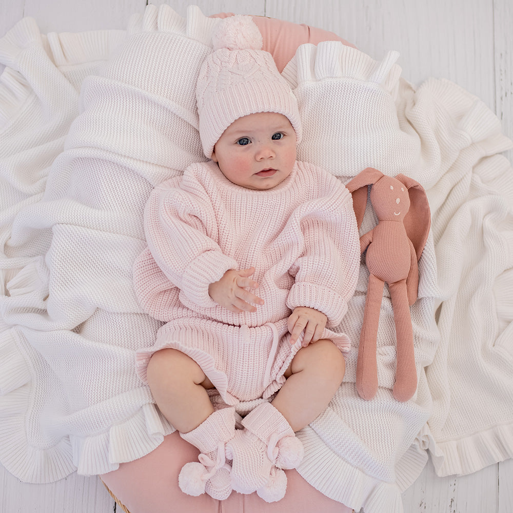 Blush Pink Oversized Cotton Knit Jumper - View 6