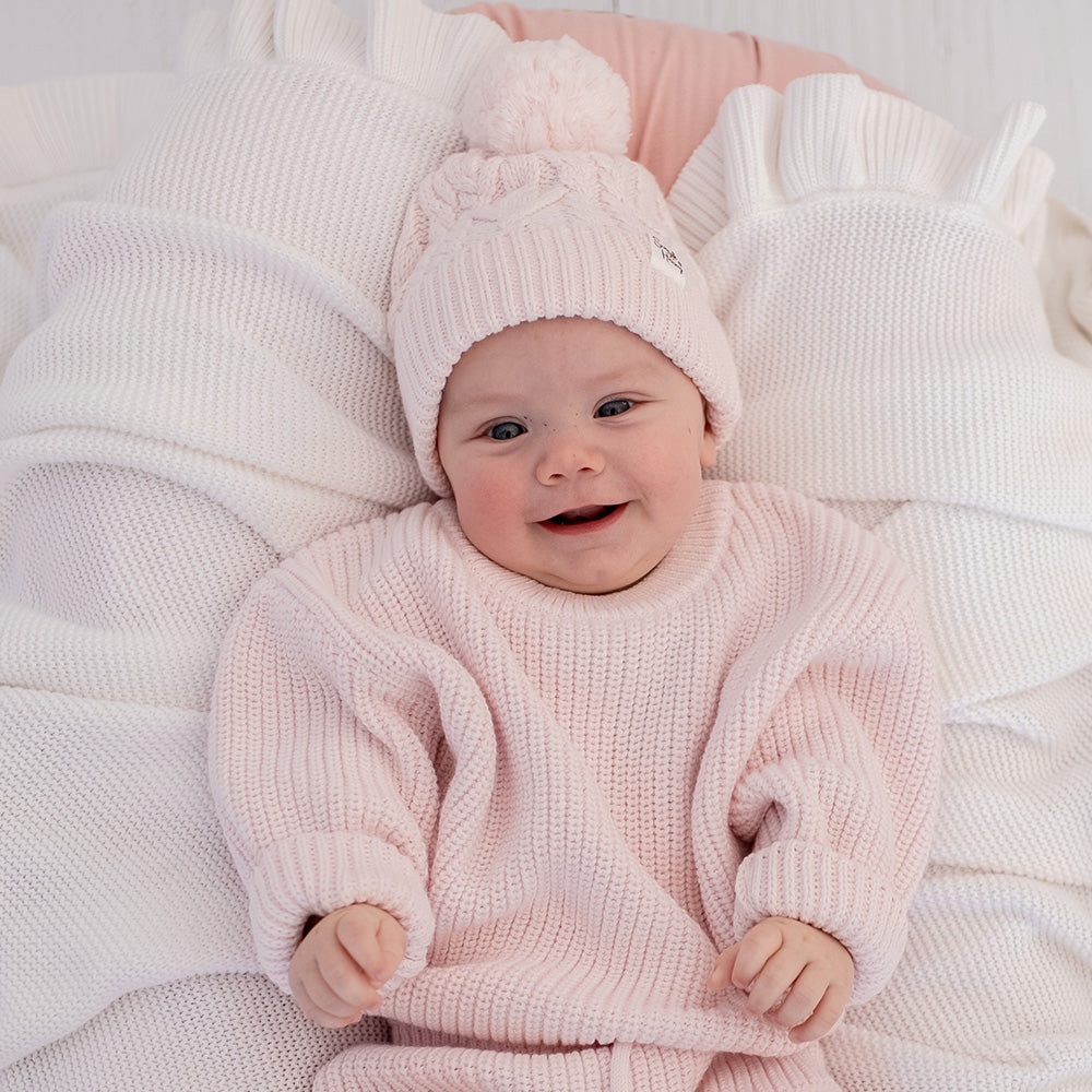 Blush Pink Oversized Cotton Knit Jumper - View 4