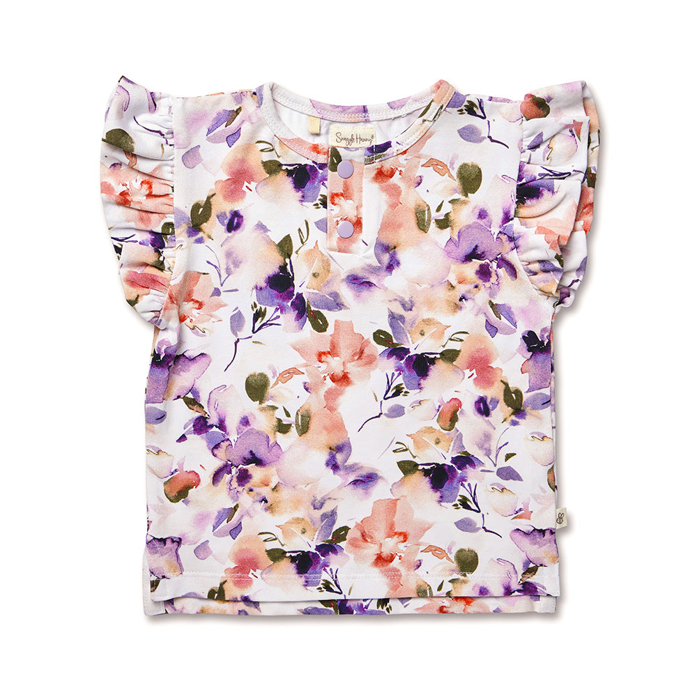 Blushing Beauty Organic Short Sleeve Top with Frill - View 2