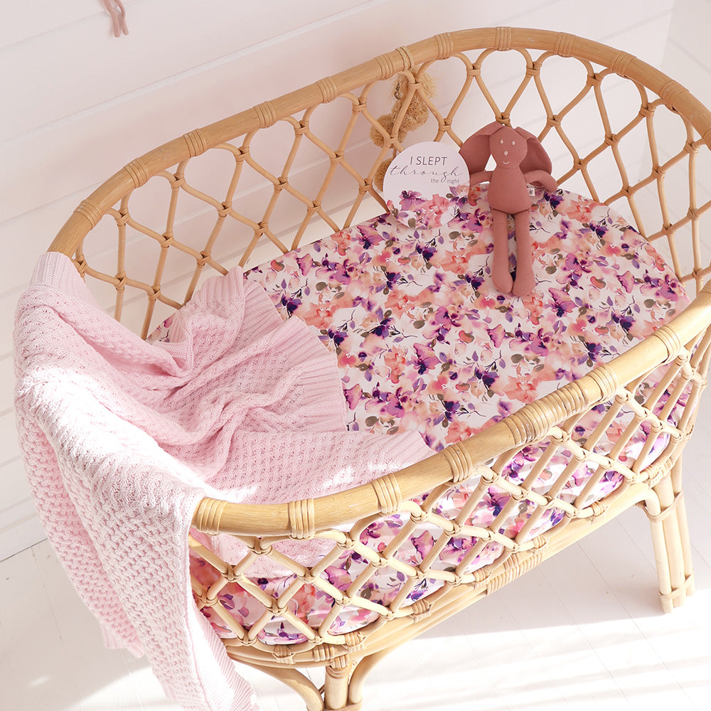 Blushing Beauty Organic Bassinet Sheet / Change Pad Cover - View 1