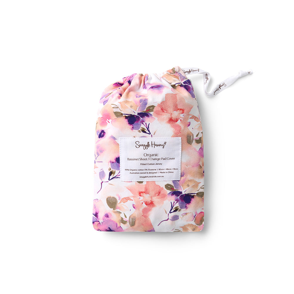 Blushing Beauty Organic Bassinet Sheet / Change Pad Cover - View 2