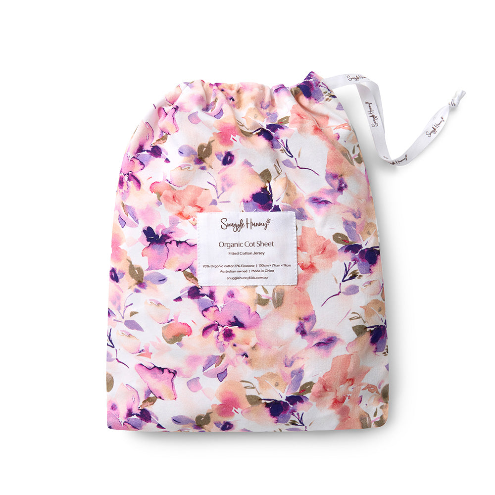 Blushing Beauty Organic Fitted Cot Sheet - View 2