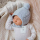 Blue Merino Wool Bonnet & Booties - Thumbnail 4