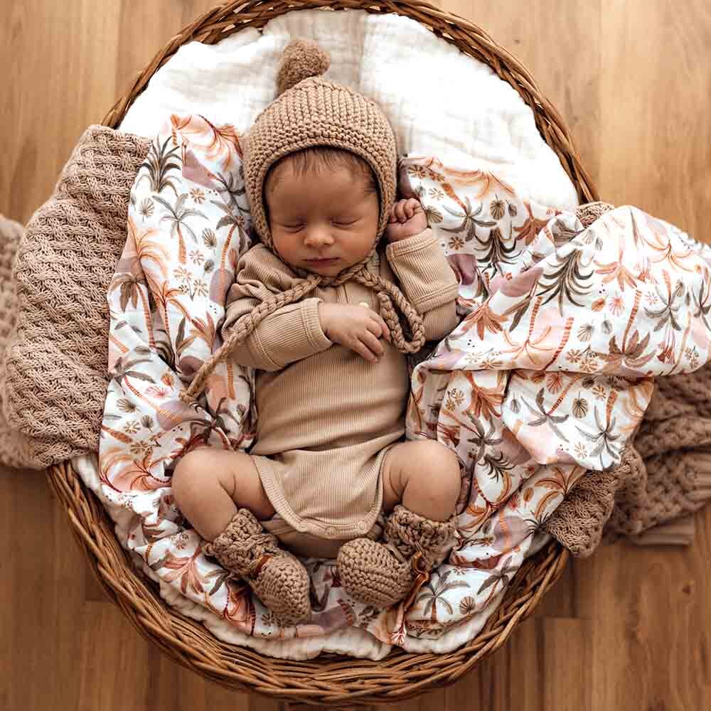 Fawn Merino Wool Bonnet & Booties - View 3