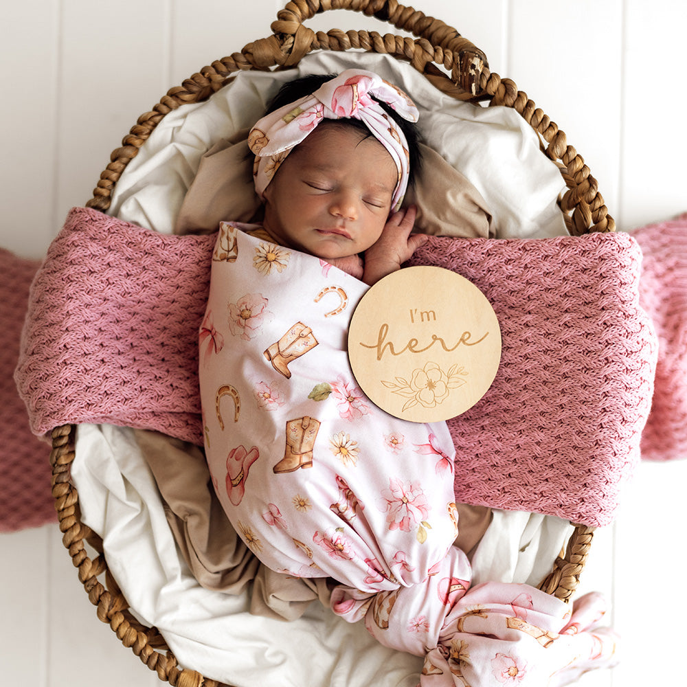 Boots & Bows Organic Jersey Wrap & Topknot Set - View 6