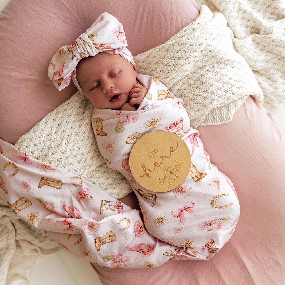 Boots & Bows Organic Jersey Wrap & Topknot Set - View 7