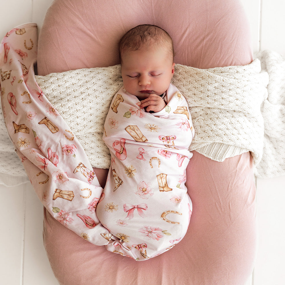 Boots & Bows Organic Jersey Wrap & Topknot Set - View 11