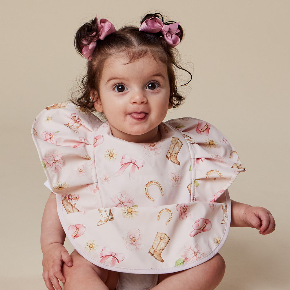 Boots & Bows Frill Snuggle Bib - View 1