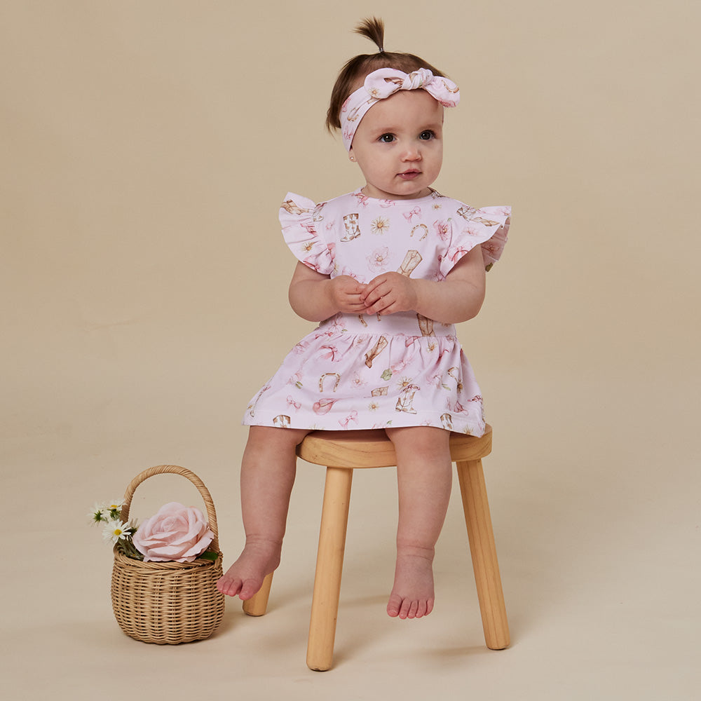 Boots & Bows Short Sleeve Organic Dress - View 25