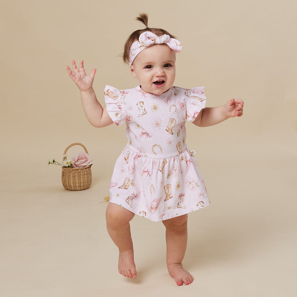 Boots & Bows Short Sleeve Organic Dress - View 4