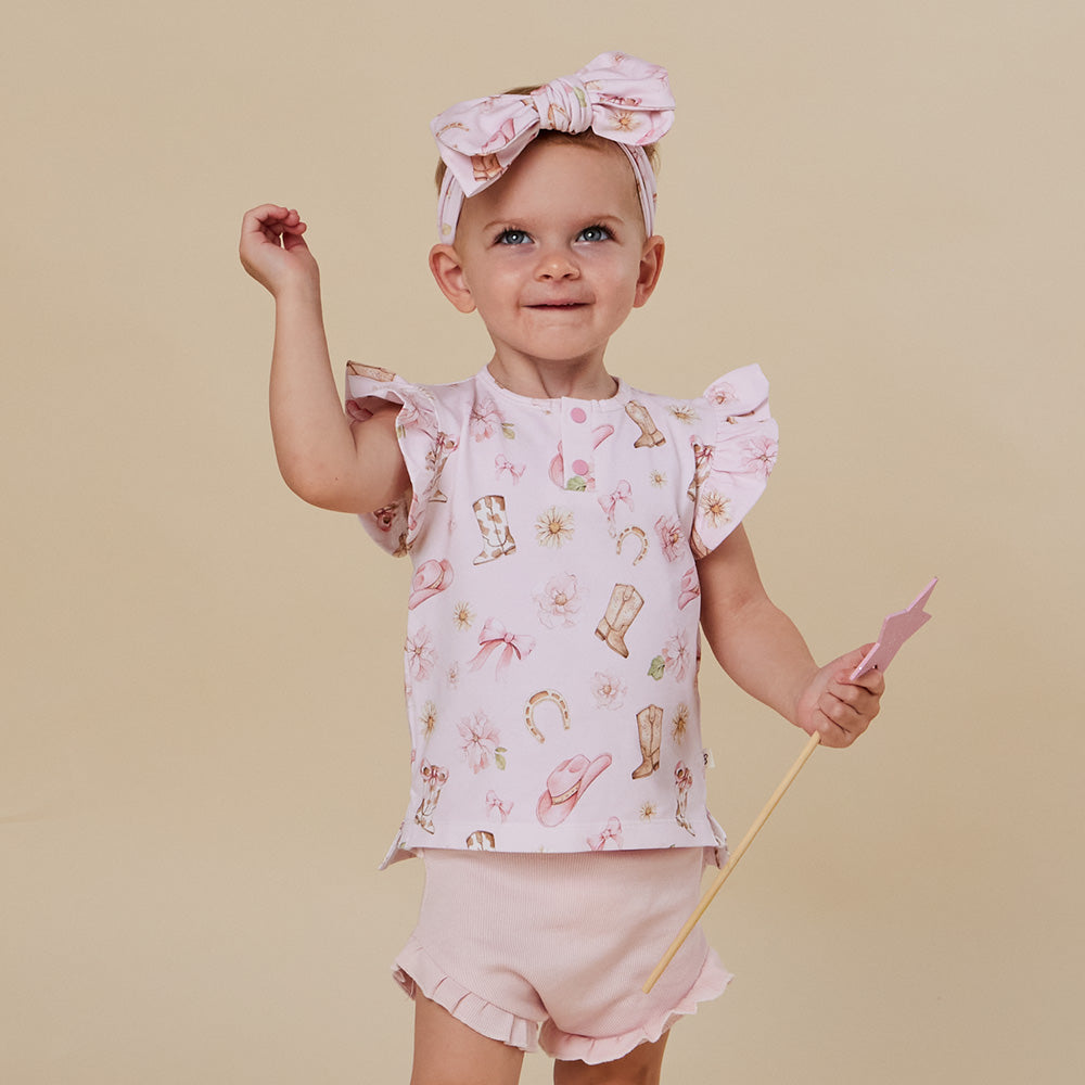 Boots & Bows Organic Short Sleeve Top with Frill - View 17