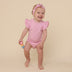 Bubblegum Short Sleeve Organic Bodysuit with Frill | Snuggle Hunny