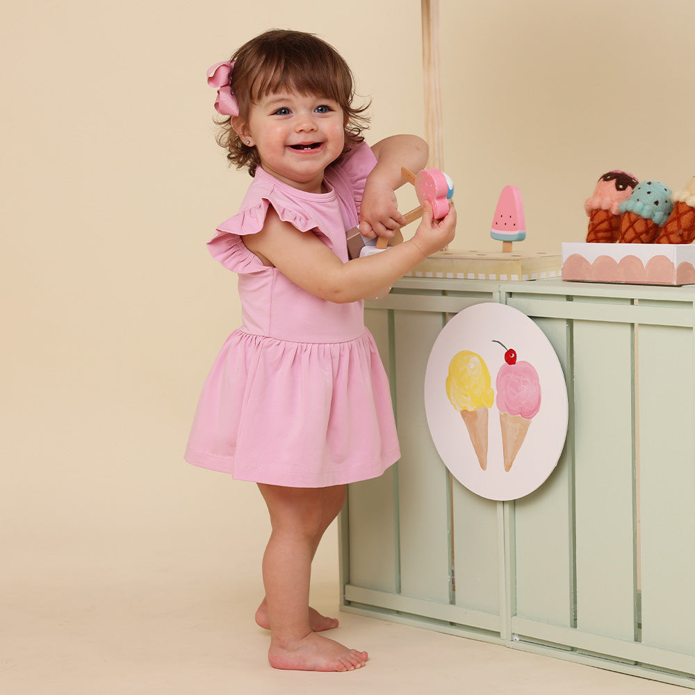 Bubblegum Short Sleeve Organic Dress - View 2