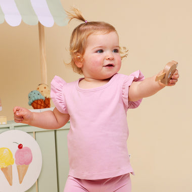Bubblegum Organic T-Shirt with Frill | Snuggle Hunny