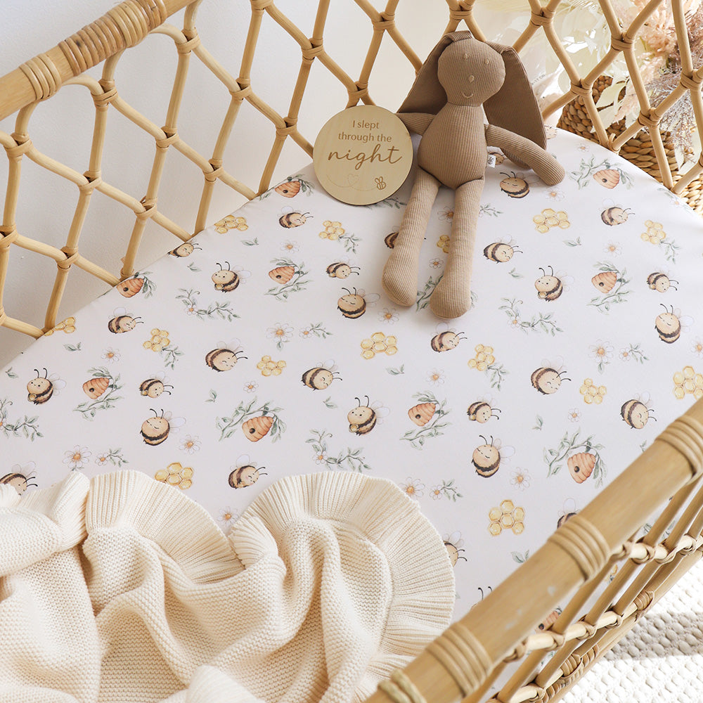 Bumblebees Organic Bassinet Sheet / Change Pad Cover - View 1