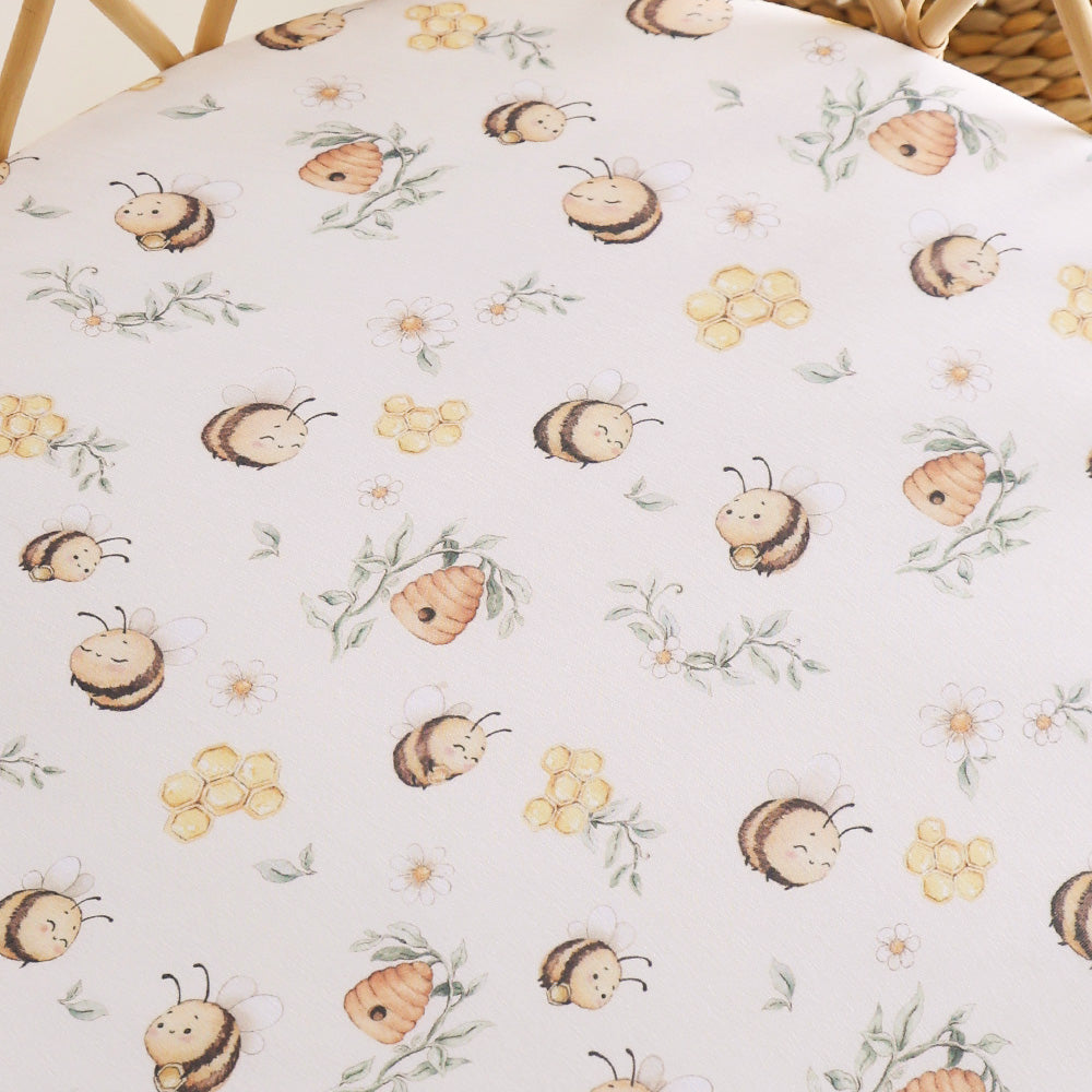Bumblebees Organic Bassinet Sheet / Change Pad Cover - View 2