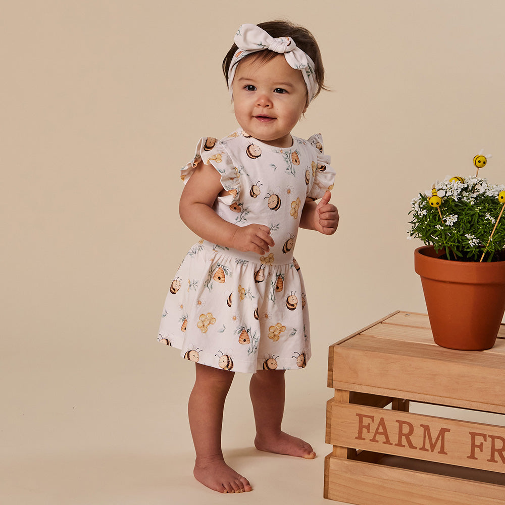 Bumblebees Short Sleeve Organic Dress - View 5