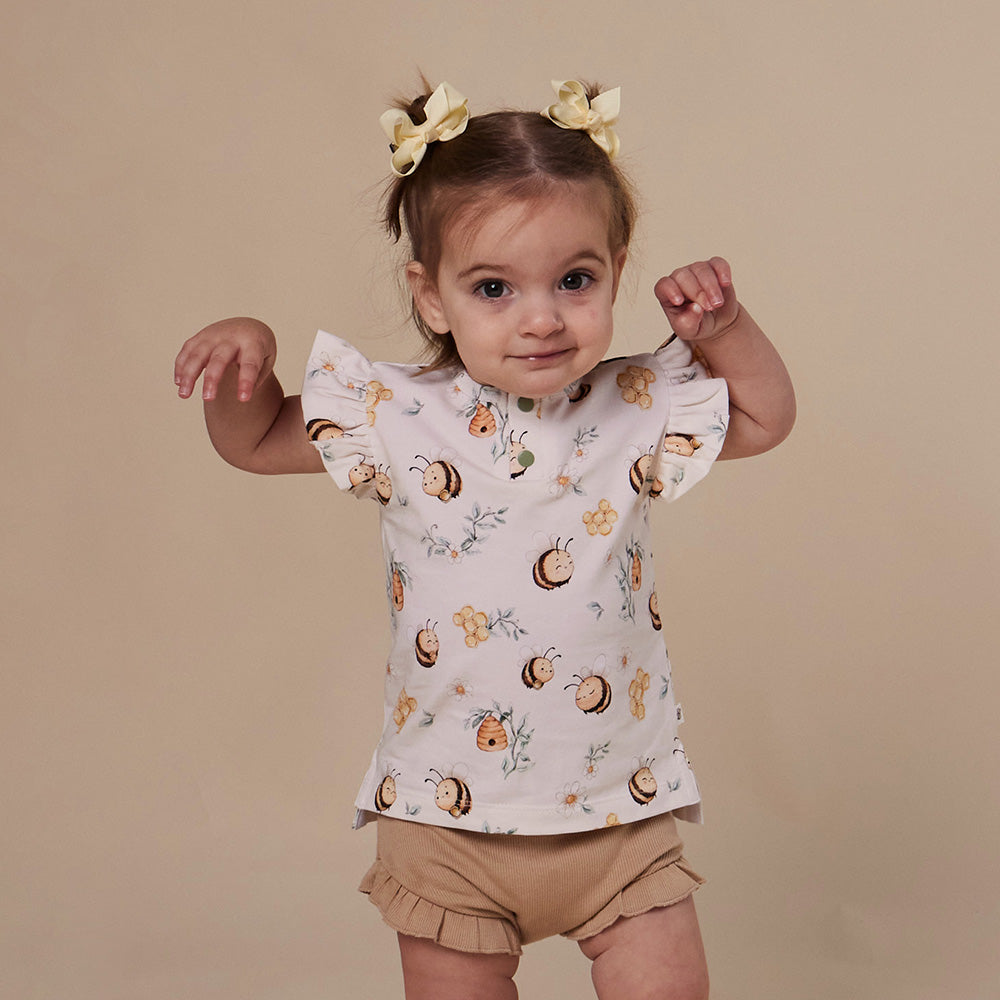 Bumblebees Organic Short Sleeve Top with Frill - View 7