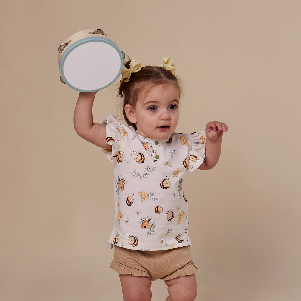 Bumblebees Organic Short Sleeve Top with Frill - View 4