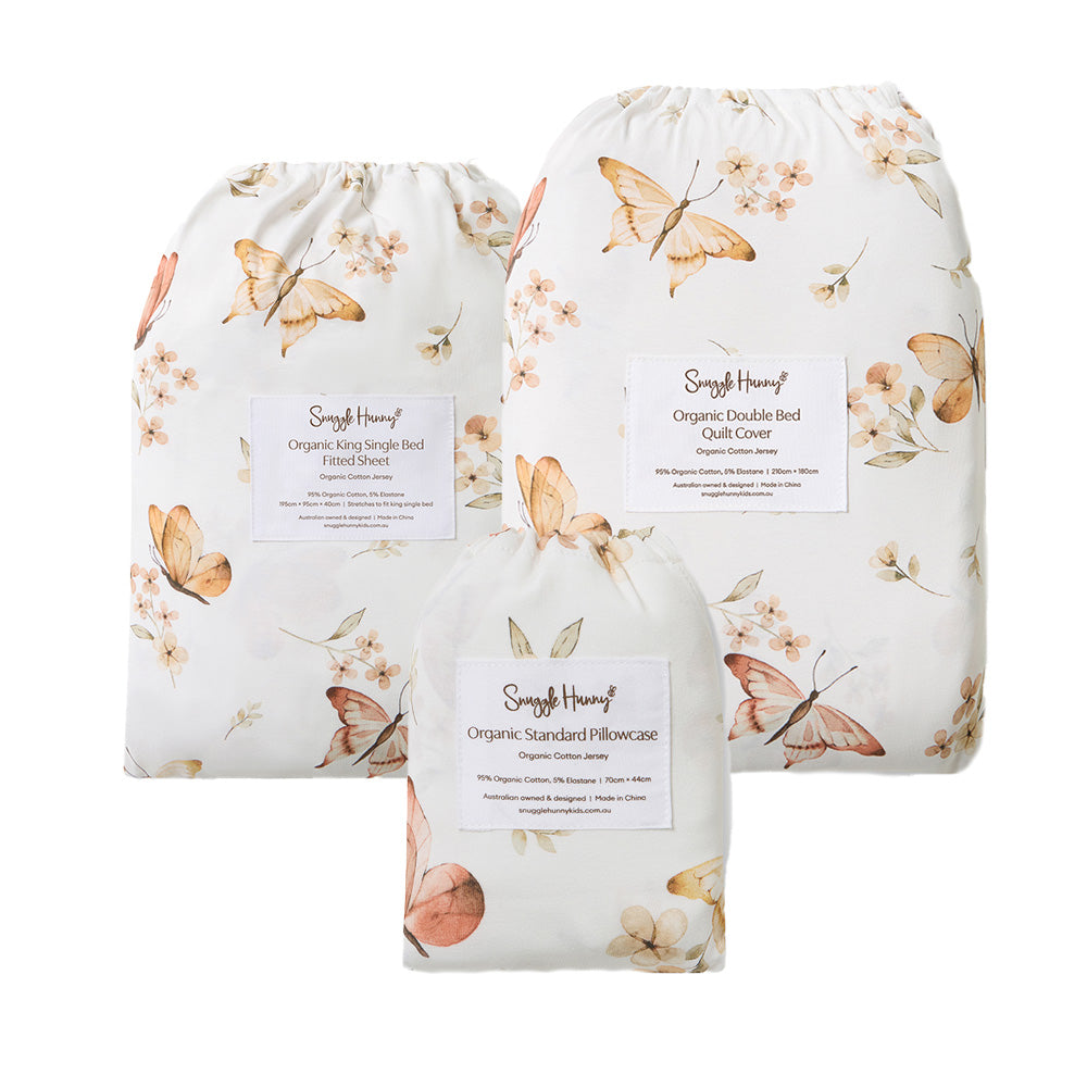 Bundle - Butterfly King Single Bedding - 1 x Sheet + 1 x Quilt Cover + 1 x Pillowcase - View 1