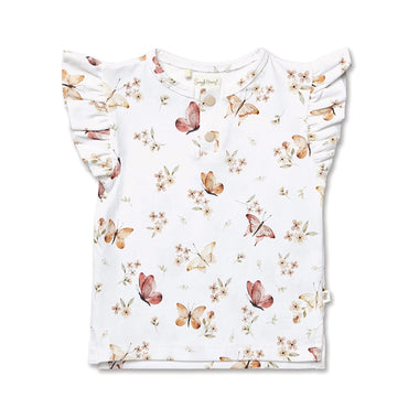Butterfly Organic Short Sleeve Top with Frill | Snuggle Hunny