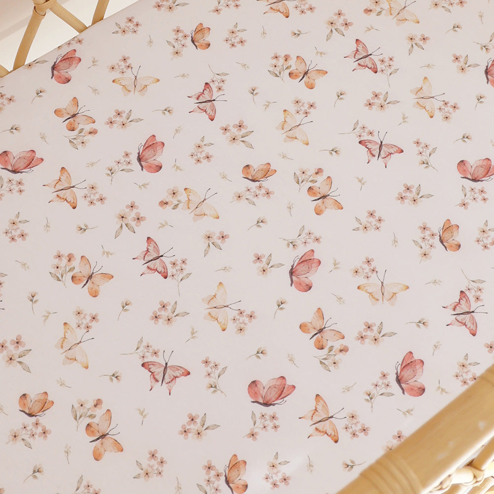 Butterfly Organic Bassinet Sheet / Change Pad Cover - View 2