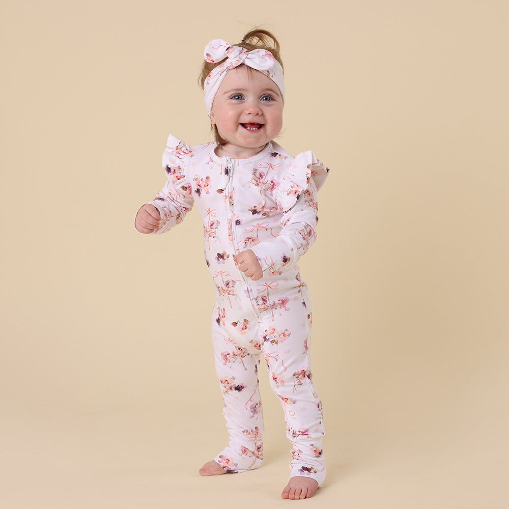 Carousel Organic Snugglesuit Convertible Romper with Frill - View 10