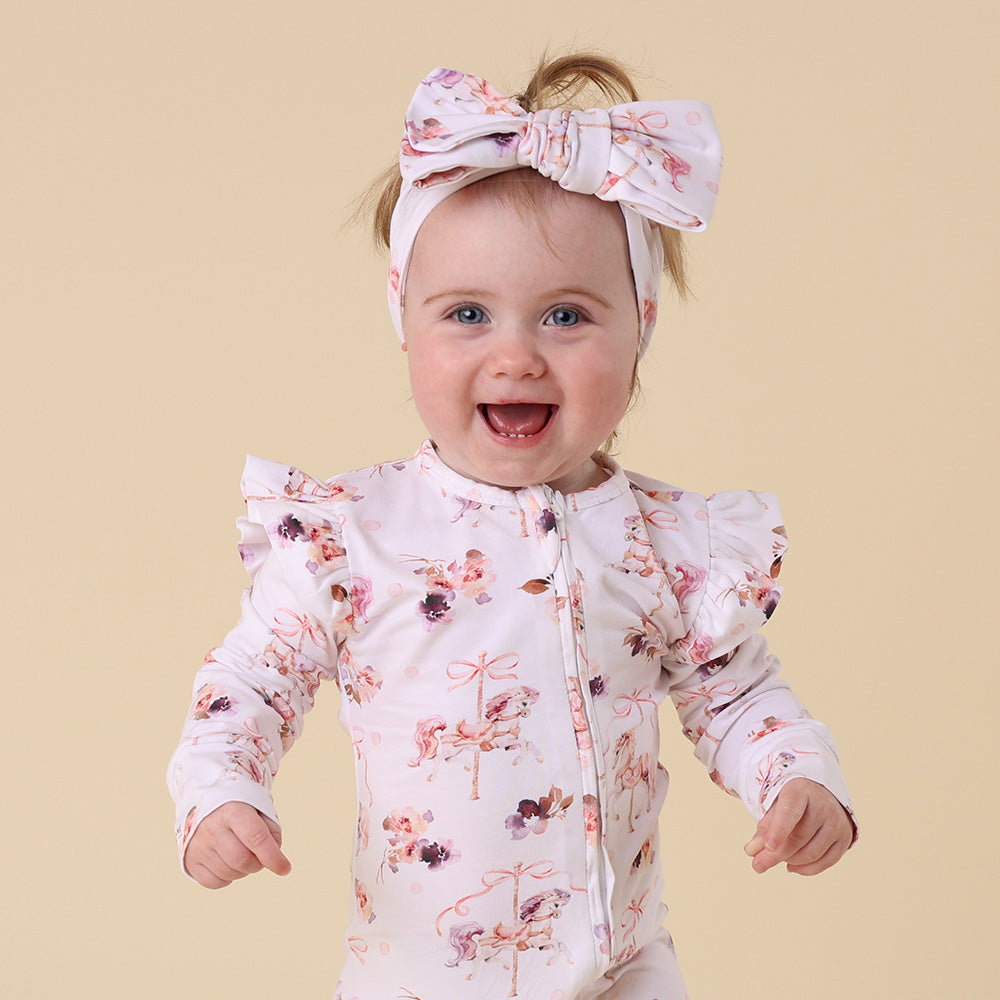 Carousel Organic Snugglesuit Convertible Romper with Frill - View 6