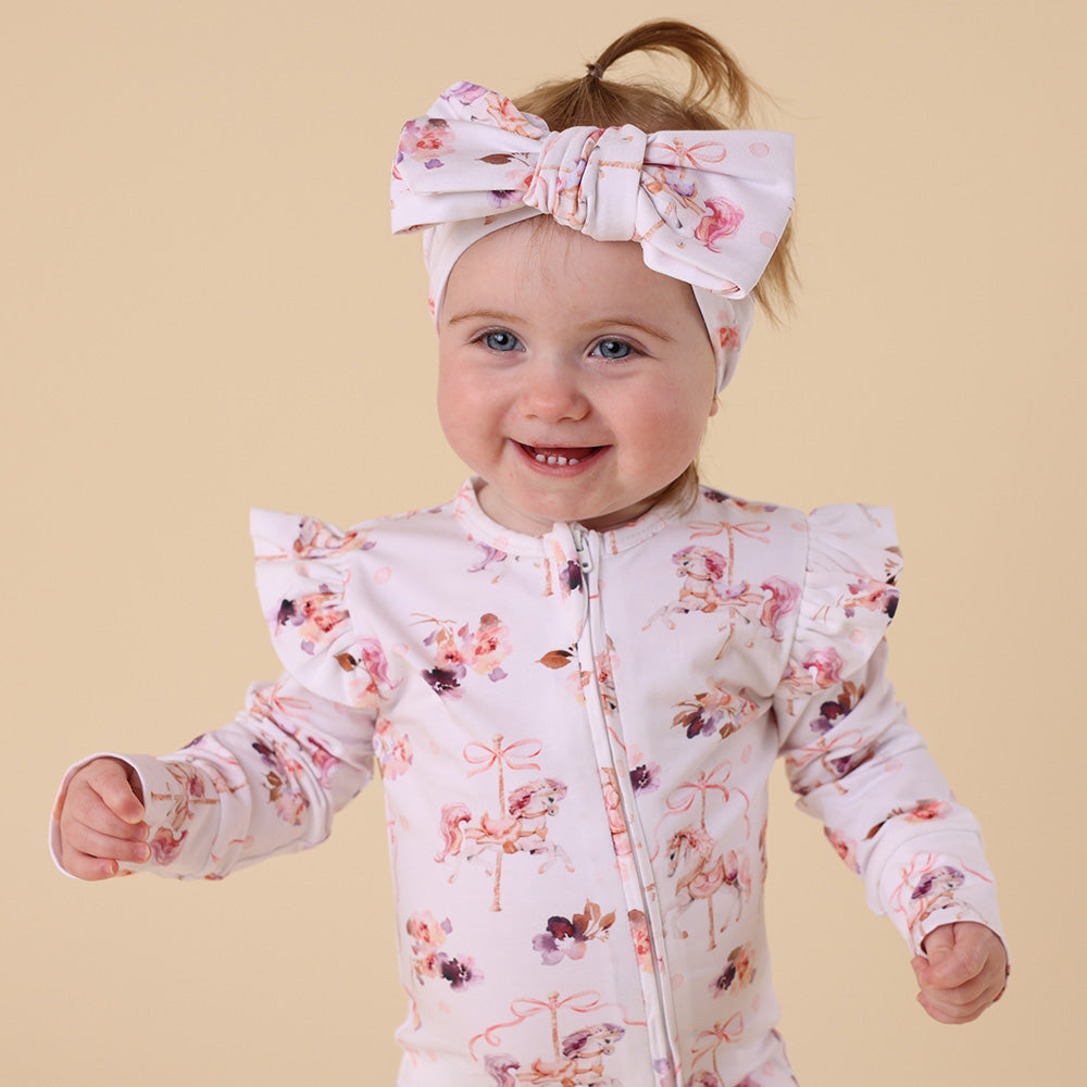 Carousel Organic Snugglesuit Convertible Romper with Frill - View 9